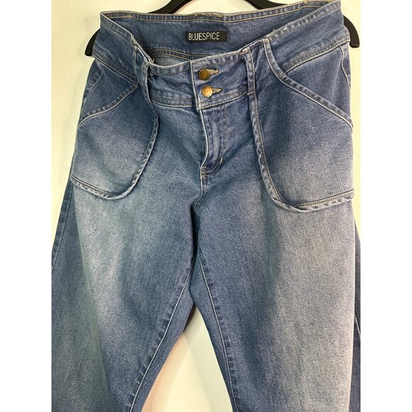 Blue Spice Y2K Wide Leg Jeans Size 13 Low Rise Loose Fit Baggy 2000s Denim - Picture 6 of 9